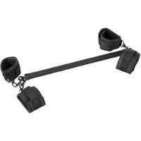 Fetish Collection - barre d'attache simili cuir - set 6 pièces - noir