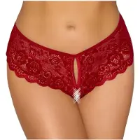 Cottelli - culotte ouverte en dentelle - rouge