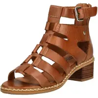 Pikolinos pour femme. W3H-1823 Sandales Blanes en cuir marron -Hauteur du talon 5cm (36), 5 à 8 cm, Fermeture éclair, Casuel