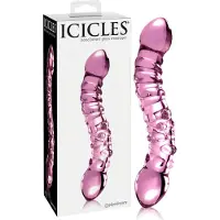 Icicles No. 55 - gode double entrée G-spot - verre rose