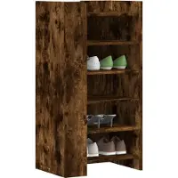 vidaXL Armoire à chaussures chêne fumé 52x37,5x100cm bois d'ingénierie