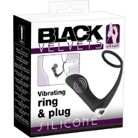 Black Velvets - plug anal vibrant avec cockring - silicone noir