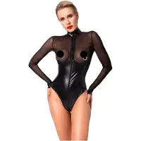 Noir Handmade - body brillant - empiècement transparent - - M