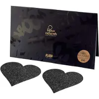 Bijoux indiscrets Flash Cœur, Cache Sein Auto-Fixant & Hypoallergénique en Tissu Souple Pailleté, Noir