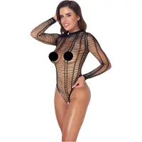 Cottelli - body fendu à rayures - noir - S-L