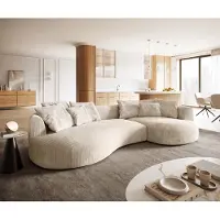 DELIFE Canapé Edina 330x170 cm Velours côtelé Beige