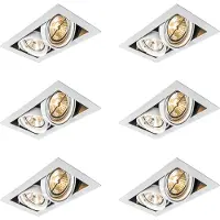 QAZQA Ensemble de 6 spots encastrables blancs AR111 orientables 2 lumières - Oneon