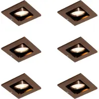 QAZQA Ensemble de 6 spots encastrables modernes bronze foncé réglables - Qure