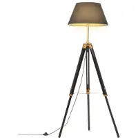 Möbelando Lampadaire "Wiesentheid" en teck massif, métal noir. Dimensions (L/L/H) 64x59x141 cm