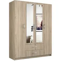Top E Shop Armoire 160 cm avec miroir et tiroirs RAGNAR - oak sonoma