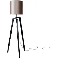 QAZQA Lampadaire noir avec abat-jour en velours taupe 50 cm - Puros