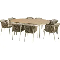 Axi Chay Ensemble De Jardin Avec 8 Chaises Beiges Pour 8 Personnes - Beige | Ensemble Extérieur En Polywood Aspect Bois, Chaises Avec Rembourrage En