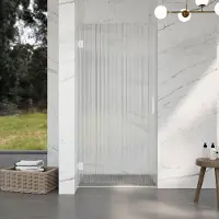 FortiFura Galeria Porte de douche - 200x80cm - 8mm - verre de sécurité - strié - charnières - poignée de porte - Blanc mat - Verre clair SW1208820/SW1122562