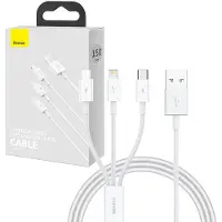 Baseus Superior Data Usb Rapid Charging Cable To M+L+C 3.5A 1M(White)
