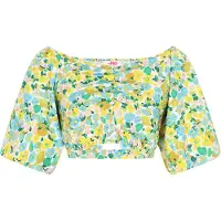 Swirly T-shirt 'Spring Summer' bleu clair / jaune / rose / blanc