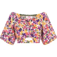 Swirly T-shirt 'Spring Summer' jaune / violet / lavande / blanc
