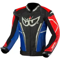 Berik Street Pro Evo Black Red Blue Leather Motorcycle Jacket Taille 56