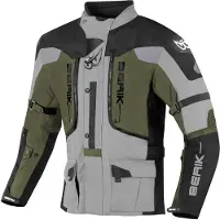 Berik Veste de moto textile imperméable 3 en 1 Dakota, noir/gris/vert, taille 50