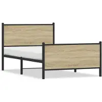 vidaXL Lit métallique sans matelas Chêne Sonoma 100x190 cm