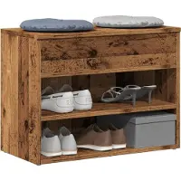 vidaXL Banc à chaussures vieux bois 60x30x45 cm bois d'ingénierie