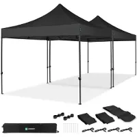 Vonroc Tente de fête Easy-Up – 6x3 m | Ensemble incl. 2x tente de fête et 1x kit de connexion - Noire