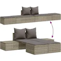 vidaXL Bain de soleil double avec coussins Gris Poly rotin