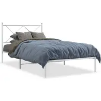 vidaXL Cadre de lit avec tête de lit en métal blanc 100x200 cm