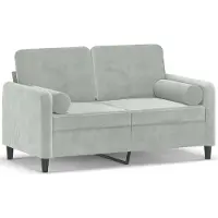 vidaXL Canapé 2 places avec coussins décoratifs gris clair 120 cm velours