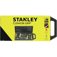 Stanley Tournevis Cushion Grip - Jeu de 10pcs - Embouts PH - Acier trempé - Magnétique