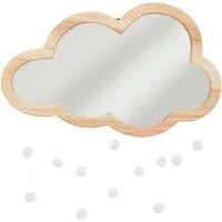 vidaXL Miroir En Bois D'Hévéa Nuage - Beige
