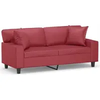 vidaXL Canapé 2 places avec coussins décoratifs rouge vin 140 cm similicuir