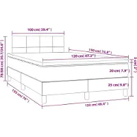 vidaXL Lit boxspring avec matelas gris foncé 120x190 cm Tissu