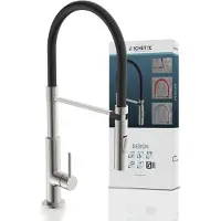 Eyckhaus Robinet de cuisine SCHÜTTE DESIGN avec douchette, robinet de cuisine extractible, mitigeur cuisine orientable, aspect inox/noir