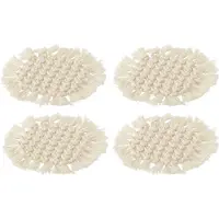 Jline Set de 4 sous-verres ronds macramé polyester beige