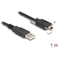 DeLOCK USB 2.0 Type-A, mâle vers Type-Mini-B, mâle, avec vis 1 m, Noir, 1 m, USB A, Mini-USB B, USB 2.0, 0,48 Gbit/s, Noir