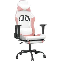 vidaXL Chaise de jeu avec fonction de massage Blanc et rose Similicuir