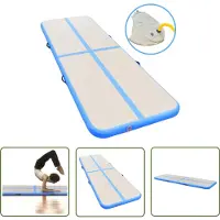 The Living Store Tapis de gymnastique gonflable avec pompe 400x100x10 cm PVC bleu
