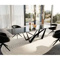 DELIFE Table à manger Edge 300x100 verre fondu noir fumé relief en 3D Spider acier plat noir