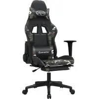 vidaXL Chaise de jeu avec fonction de massage noir camouflage similicuir