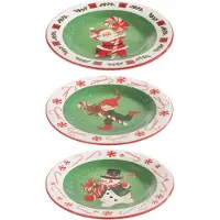 J-Line Assiette rond xmas dolomie mix assortiment de 3