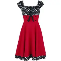 Belsira Robe mi-longue Rockabilly de - Robe Patineuse Avec Épaules Dénudées - XS - 3XL - pour Femme - noir/rouge/blanc - Taille XL