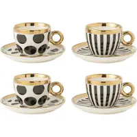 J-Line Boite 4 tasses + sous-tasses ceramique mix