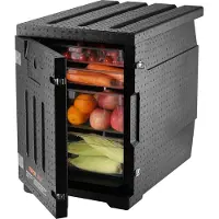 Vevor Conteneur Isotherme 90 L Boîte de Transport en LLDPE à Chargement Frontal Portable pour Garder au Chaud ou Froid Bacs Alimentaires Traiteur Restauration Restaurant Cantine 640x435x600 mm