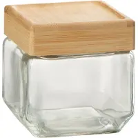 Jline Pot en verre brad verre/bambou transparent/naturel small