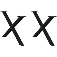vidaXL Pieds de table basse en X 2 pcs. noir 70x(42-43) cm acier