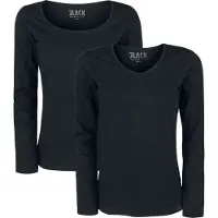 Black premium by emp T-shirt manches longues de - Hauts Manches Longues - Lot De 2 - S - 5XL - pour Femme - noir - Taille 3XL