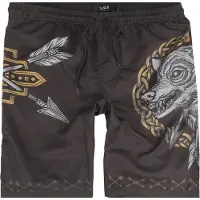 Black premium by emp Short de bain de - Swim Shorts With Arrow and Wolf Print - S - XXL - pour Homme - noir - Taille XXL
