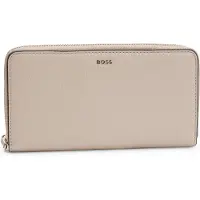 BOSS Portefeuille en cuir texturé avec fermeture éclair circulaire et logo
