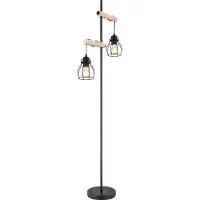 Globo Lampadaire sur pied Mina noir avec du bois