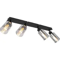 Globo Lighting Lampe de plafond Hadera Noir 4 clairs avec verre fumé